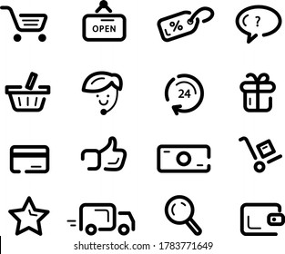 Simple shopping icons set. use for web and mobile UI. vector illustration.