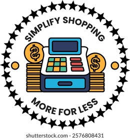 A simple shopping machine with coins and a dollar sign