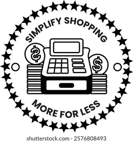 A simple shopping machine with coins and a dollar sign