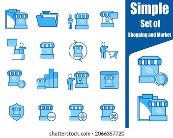 simple shopping and market related vector line icons set Contains icons such as store statistics.
