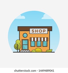 Simple shopping  store cartoon illustrations