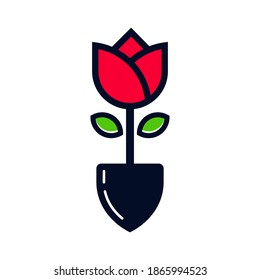 simple shovel and flower logo