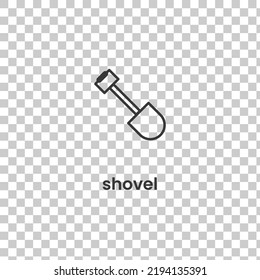 Simple shovel icon. Stroke pictogram. Vector illustration isolated on a transparent background PNG. Premium quality symbol. Vector sign for mobile app and web sites.