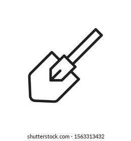 Simple shovel line icon. Stroke pictogram. Vector illustration isolated on a white background. Premium quality symbol. Vector sign for mobile app and web sites.