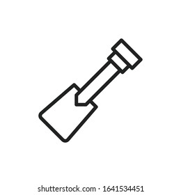 Simple shovel line icon. Stroke pictogram. Vector illustration isolated on a white background. Premium quality symbol. Vector sign for mobile app and web sites.