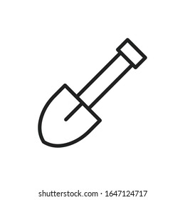 Icono de línea de pala simple. Pictograma de trazo. Ilustración vectorial aislada en un fondo blanco. Símbolo de calidad superior. Signo de vector para aplicaciones móviles y sitios web.