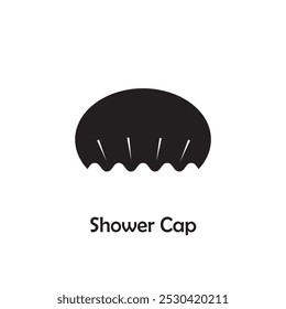 Simple shower cap icon vector isolated on white background in silhouette style. Bathroom accessories. Icon for web design, tag, label.