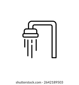 Simple Shower Head Icon With Water Drops And Plumbing Fixture
