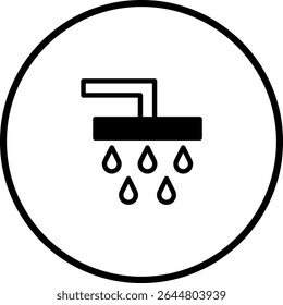 Ícone de chuveiro simples em um círculo: retratando higiene, limpeza e encanamento