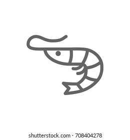 Simple shrimp line icon. Symbol and sign vector illustration design. Editable Stroke. Isolated on white background