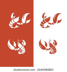ícone de logotipo de lagosta de camarão simples