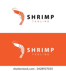 Diseño simple del logotipo del camarón vector marisco sushi restaurante gambas plantilla ilustración