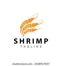 Simple shrimp logo design vector seafood sushi restaurant prawns template illustration