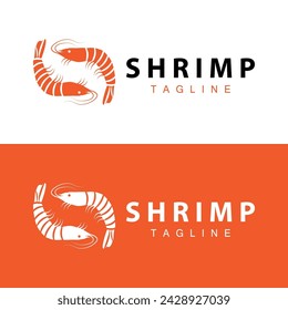 Diseño simple del logotipo del camarón vector marisco sushi restaurante gambas plantilla ilustración