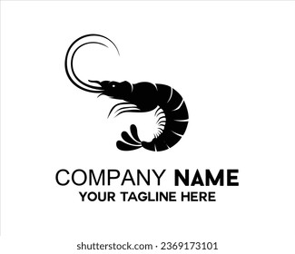 logotipo de vector de silueta de camarón simple