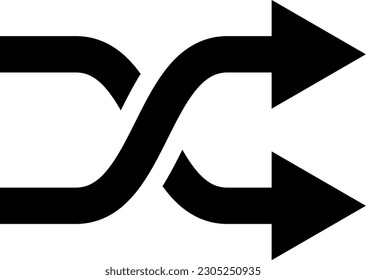 Simple shuffle icon, illustration of crossed arrows