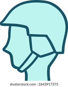 Simple Side View of Head with Sports Helmet