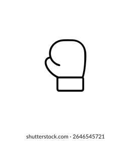 A simple side-view outline of a boxing glove with a large mitten section and wrist cuff. Minimalist line art vector.