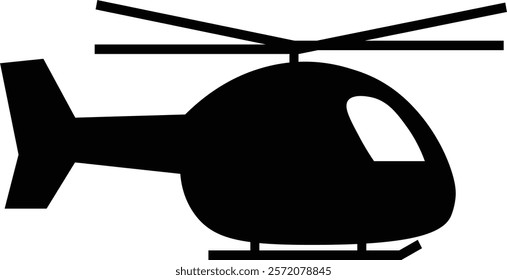 Simple sideways helicopter silhouette illustration