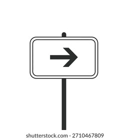 Sinal simples com uma seta apontando para a direita, isolado sobre um fundo branco.