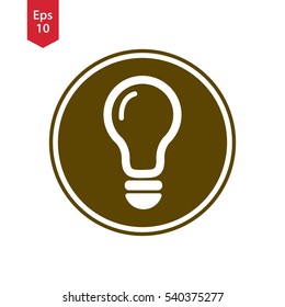 Simple Sign Of Bulb In Circle. Flat Symbol Of Idea. Vector Illustration