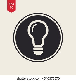 Simple Sign Of Bulb In Circle. Flat Symbol Of Idea. Vector Illustration