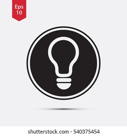 Simple Sign Of Bulb In Circle. Flat Symbol Of Idea. Vector Illustration
