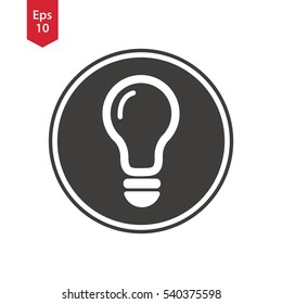 Simple Sign Of Bulb In Circle. Flat Symbol Of Idea. Vector Illustration