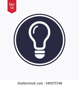 Simple Sign Of Bulb In Circle. Flat Symbol Of Idea. Vector Illustration