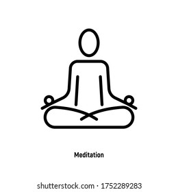 Simple sign of human in lotus pose for logo of meditation yoga school, class, spa salon. Vector illustration.