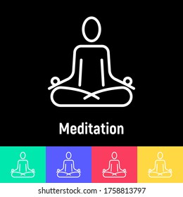 Simple señal de humanos en el loto posan para el logo de la escuela de meditación de yoga, clase, salón de spa. Ilustración vectorial.