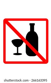 Simple Sign No Drunk, isolated on white 
