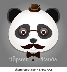 simple sign a panda - design template on black background vector illustration.