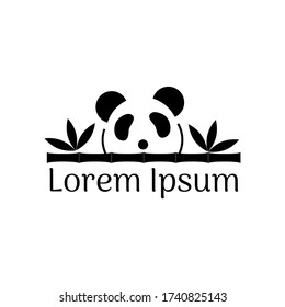 Simple sign a panda logo - design template in black and white.