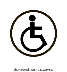 Simple sign with person on disabled carriage in circle isolated on white background