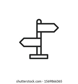 Simple sign post line icon. Stroke pictogram. Vector illustration isolated on a white background. Premium quality symbol. Vector sign for mobile app and web sites.