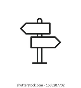 Simple sign post line icon. Stroke pictogram. Vector illustration isolated on a white background. Premium quality symbol. Vector sign for mobile app and web sites.