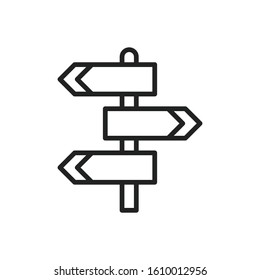 Simple sign post line icon. Stroke pictogram. Vector illustration isolated on a white background. Premium quality symbol. Vector sign for mobile app and web sites.