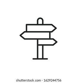 Simple sign post line icon. Stroke pictogram. Vector illustration isolated on a white background. Premium quality symbol. Vector sign for mobile app and web sites.