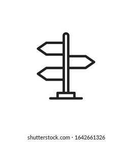 Simple sign post line icon. Stroke pictogram. Vector illustration isolated on a white background. Premium quality symbol. Vector sign for mobile app and web sites.