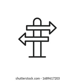 Simple sign post line icon. Stroke pictogram. Vector illustration isolated on a white background. Premium quality symbol. Vector sign for mobile app and web sites.