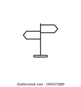 Simple Sign Post Line Icon. Direction Icon Isolated, Expanded Stroke