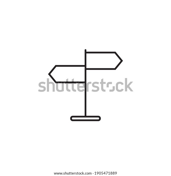 Simple sign post line icon. Direction icon\
isolated, expanded\
stroke