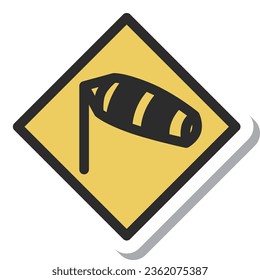 Simple sign sticker illustration Crosswind caution