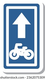 Ilustración simple de la etiqueta adhesiva - Calle unidireccional de la pequeña bicicleta motorizada especificada