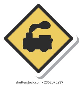 Simple sign sticker single illustration with railroad crossing