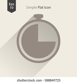 Simple Sign Of Stopwatch. Timer Flat Icon. Vector Illustrated Symbol
