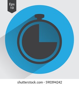 Simple Sign Of Stopwatch. Timer Flat Icon. Vector Illustrated Symbol