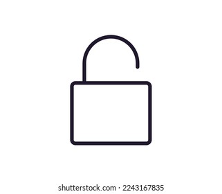 Símbolo y signo sencillos para la interfaz de usuario. Adecuado para sitios web, aplicaciones, tiendas de internet. Trazo editable. Icono de línea de vector de desbloqueo 