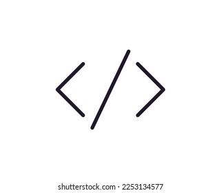 Simple sign and symbols for UI. Suitable for web sites, apps, internet stores. Editable stroke. Vector line icon of html 